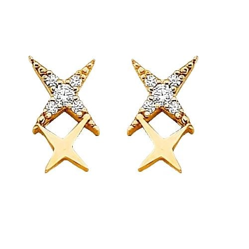 NEW 14K YELLOW GOLD STAR STUD EARRINGS WITH SCREW BACK: NEW 14K YELLOW GOLD STAR STUD EARRINGS WITH SCREW BACK STAR STUD EARRINGS WITH SCREW BACK NEW 14K YELLOW GOLD