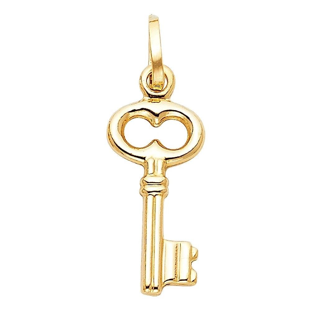 NEW 14K YELLOW GOLD HOLLOW KEY PENDANT: NEW 14K YELLOW GOLD HOLLOW KEY PENDANT HOLLOW KEY PENDANT NEW 14K YELLOW GOLD Height : 23 mm Width : 10 mm Apx. WEIGHT : 0.8g