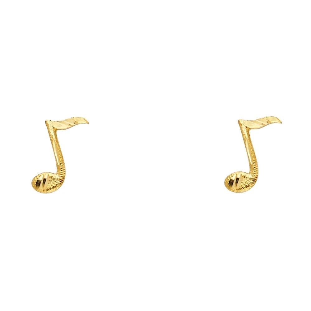 NEW 14K YELLOW GOLD SMALL MUSIC NOTE POST EARRINGS: NEW 14K YELLOW GOLD SMALL MUSIC NOTE POST EARRINGS SMALL MUSIC NOTE POST EARRINGS NEW 14K YELLOW GOLD HEIGHT - 11 mm WIDTH - 4 mm Apx WEIGHT - 0.6 g