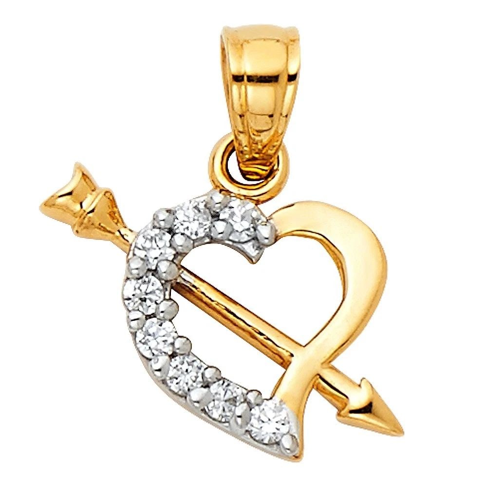 NEW 14K TWO TONE GOLD HEART PENDANT (PT420): NEW 14K TWO TONE GOLD HEART PENDANT HEART PENDANT (PT420) NEW 14K TWO TONE GOLD Height : 12 mm Width : 13 mm Apx. WEIGHT : 0.8g
