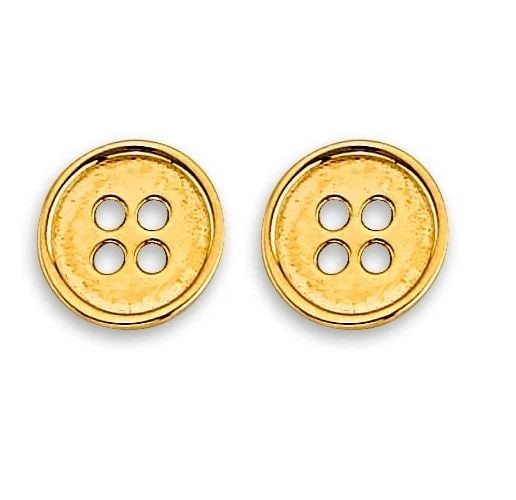 NEW 14K YELLOW GOLD BUTTON STUD EARRINGS WITH SCREW BACK (1 of 2)