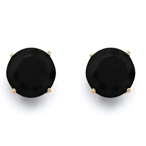 NEW 14K YELLOW GOLD ROUND 7MM BLACK STUD EARRINGS WITH SCREW BACK: NEW 14K YELLOW GOLD ROUND 7MM BLACK STUD EARRINGS WITH SCREW BACK ROUND 7MM BLACK STUD EARRINGS WITH SCREW BACK NEW 14K YELLOW GOLD