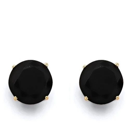 NEW 14K YELLOW GOLD ROUND 7MM BLACK STUD EARRINGS WITH SCREW BACK: NEW 14K YELLOW GOLD ROUND 7MM BLACK STUD EARRINGS WITH SCREW BACK ROUND 7MM BLACK STUD EARRINGS WITH SCREW BACK NEW 14K YELLOW GOLD