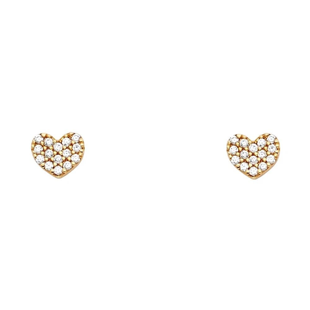 NEW 14K YELLOW GOLD HEART STUD EARRINGS WITH SCREW BACK (1 of 2)