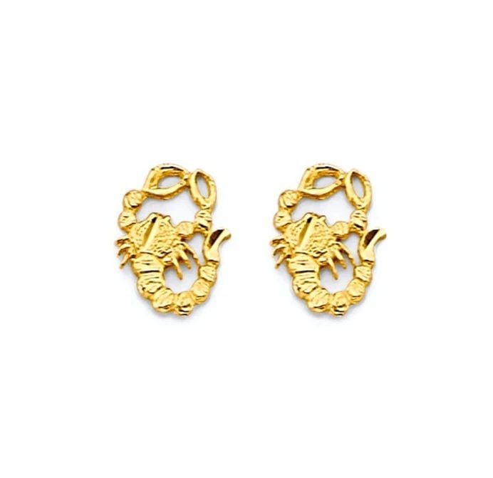 NEW 14K YELLOW GOLD SCORPION PUSH BACK EARRINGS (1 of 2)