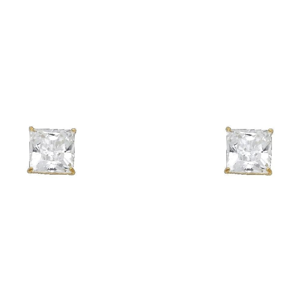 NEW 14K YELLOW GOLD PRINCESS 6MM STUD EARRINGS: NEW 14K YELLOW GOLD PRINCESS 6MM STUD EARRINGS PRINCESS 6MM STUD EARRINGS NEW 14K YELLOW GOLD