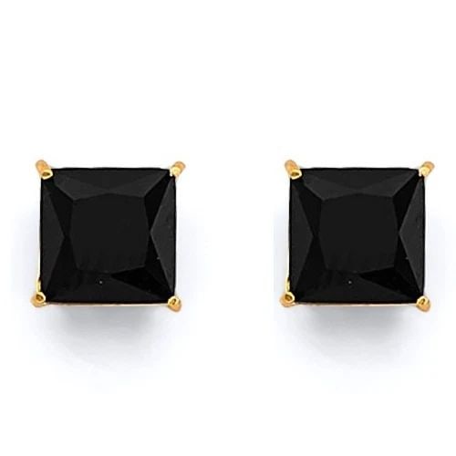NEW 14K YELLOW GOLD SQUARE 6MM BLACK STUD EARRINGS WITH SCREW BACK: NEW 14K YELLOW GOLD SQUARE 6MM BLACK STUD EARRINGS WITH SCREW BACK SQUARE 6MM BLACK STUD EARRINGS WITH SCREW BACK NEW 14K YELLOW GOLD