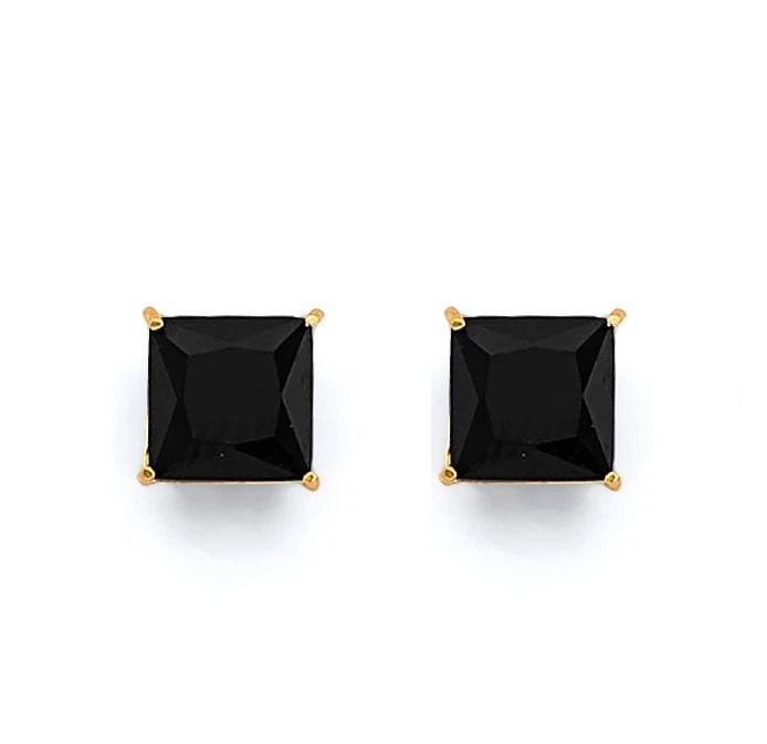 NEW 14K YELLOW GOLD SQUARE 6MM BLACK STUD EARRINGS WITH SCREW BACK: NEW 14K YELLOW GOLD SQUARE 6MM BLACK STUD EARRINGS WITH SCREW BACK SQUARE 6MM BLACK STUD EARRINGS WITH SCREW BACK NEW 14K YELLOW GOLD