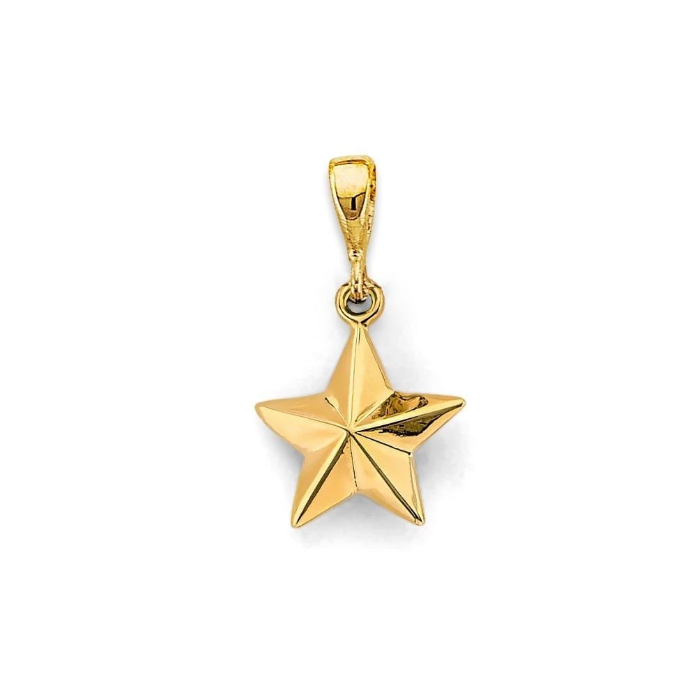 NEW 14K YELLOW GOLD STAR PENDANT: NEW 14K YELLOW GOLD STAR PENDANT STAR PENDANT NEW 14K YELLOW GOLD Height : 20 mm Width : 10 mm Apx. WEIGHT : 0.8g