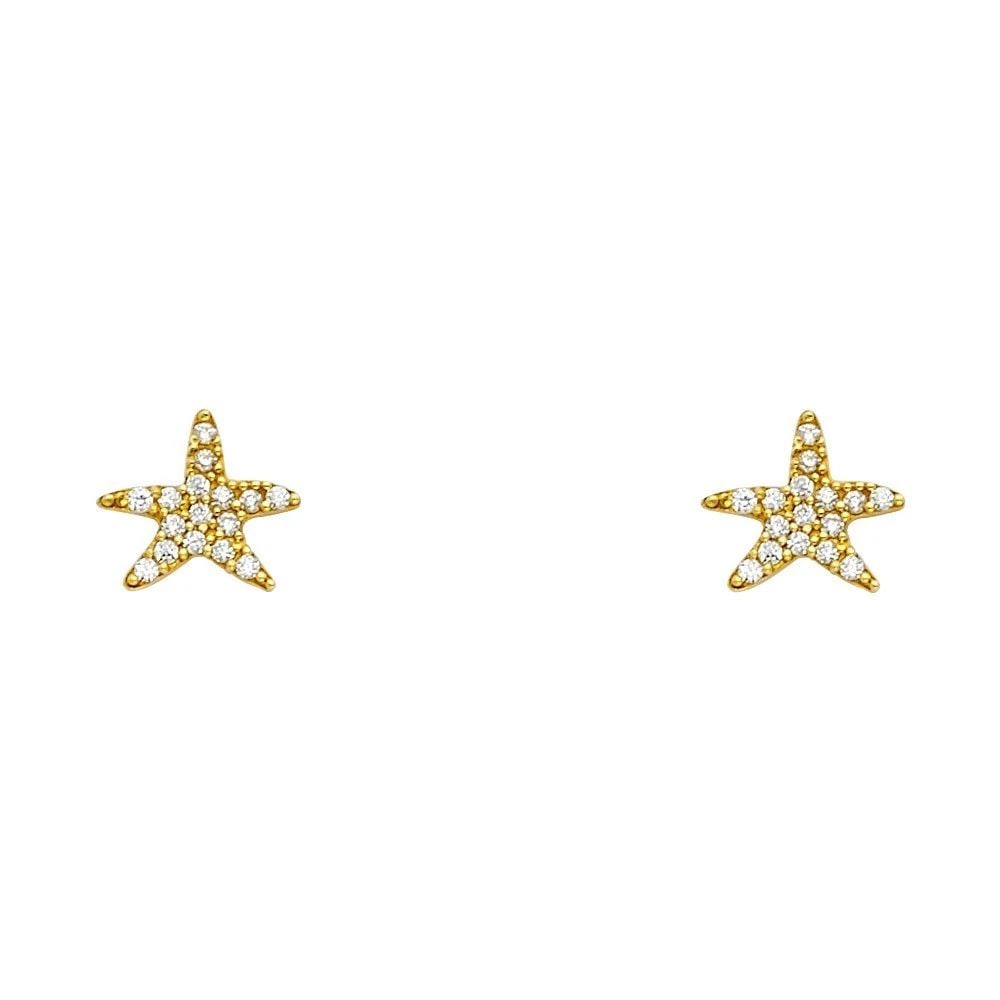 NEW 14K YELLOW GOLD SEA STAR STUD EARRINGS WITH SCREW BACK: NEW 14K YELLOW GOLD SEA STAR STUD EARRINGS WITH SCREW BACK SEA STAR STUD EARRINGS WITH SCREW BACK NEW 14K YELLOW GOLD