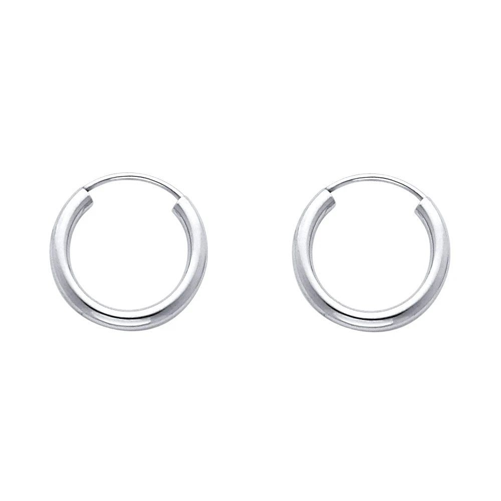 NEW 14K WHITE GOLD 2MM ROUND TUBE POLISHED ENDLESS HOOP EARRINGS (15MM): NEW 14K WHITE GOLD 2MM ROUND TUBE POLISHED ENDLESS HOOP EARRINGS (15MM) 2MM ROUND TUBE POLISHED ENDLESS HOOP EARRINGS (15MM) NEW 14K WHITE GOLD Height : 15 mm Width : 15 mm Weight : 0.6g