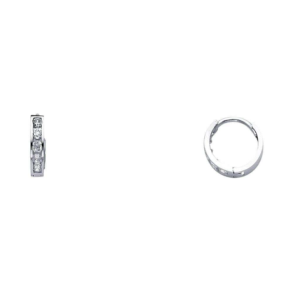 NEW 14K WHITE GOLD HUGGIES EARRINGS (1 of 2)