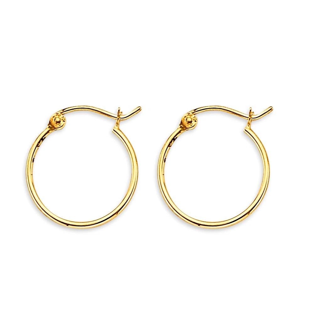 NEW 14K YELLOW GOLD 1MM TUBE HOOP EARRINGS: NEW 14K YELLOW GOLD 1MM TUBE HOOP EARRINGS 1MM TUBE HOOP EARRINGS NEW 14K YELLOW GOLD HEIGHT - 15 mm WIDTH - 15 mm Apx WEIGHT - 0.6 g