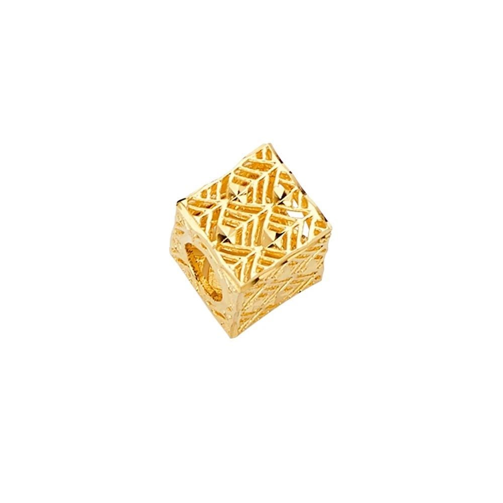 NEW 14K YELLOW GOLD FILIGREE DICE SLIDER CHARM FOR MIX&MATCH BRACELET: NEW 14K YELLOW GOLD FILIGREE DICE SLIDER CHARM FOR MIX&MATCH BRACELET FILIGREE DICE SLIDER CHARM FOR MIX&MATCH BRACELET NEW 14K YELLOW GOLD Height : 10 mm Width : 10 mm Apx. WEIGHT : 0.8g
