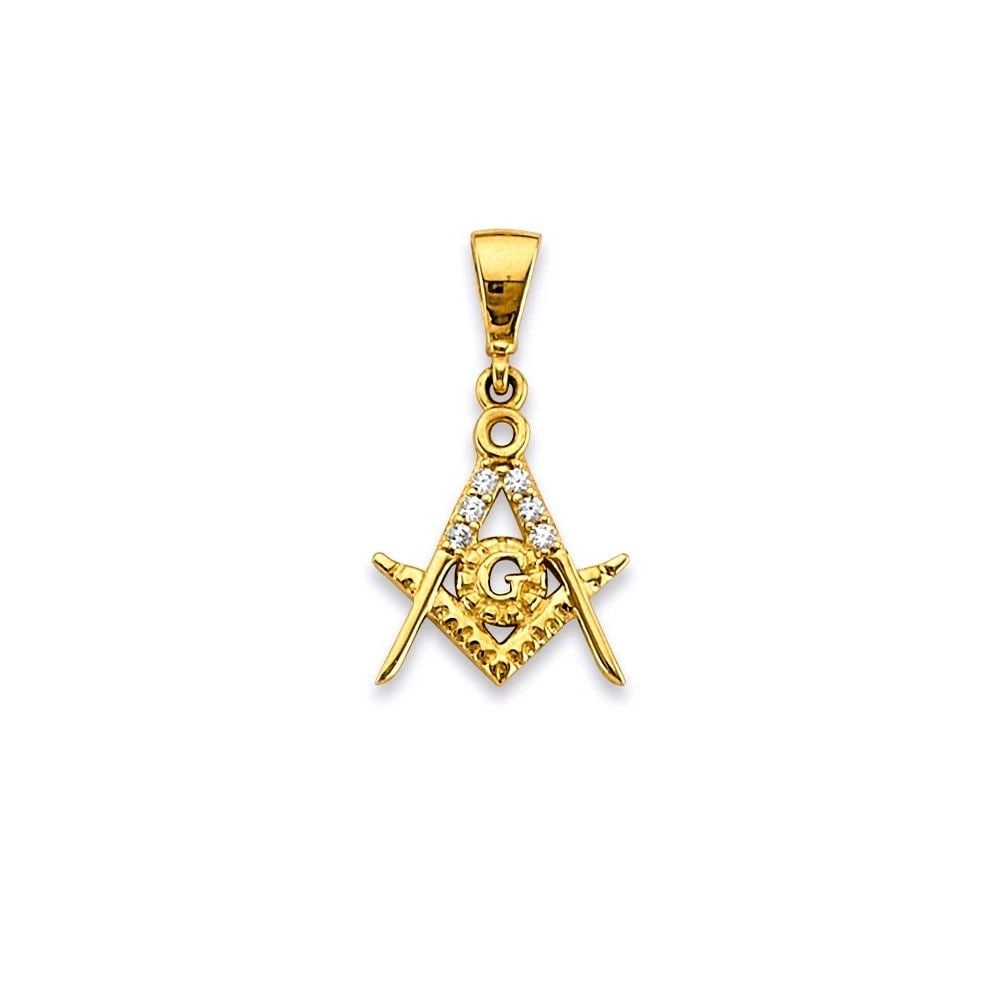 NEW 14K YELLOW GOLD MASONIC SYMBOL PENDANT (1 of 2)