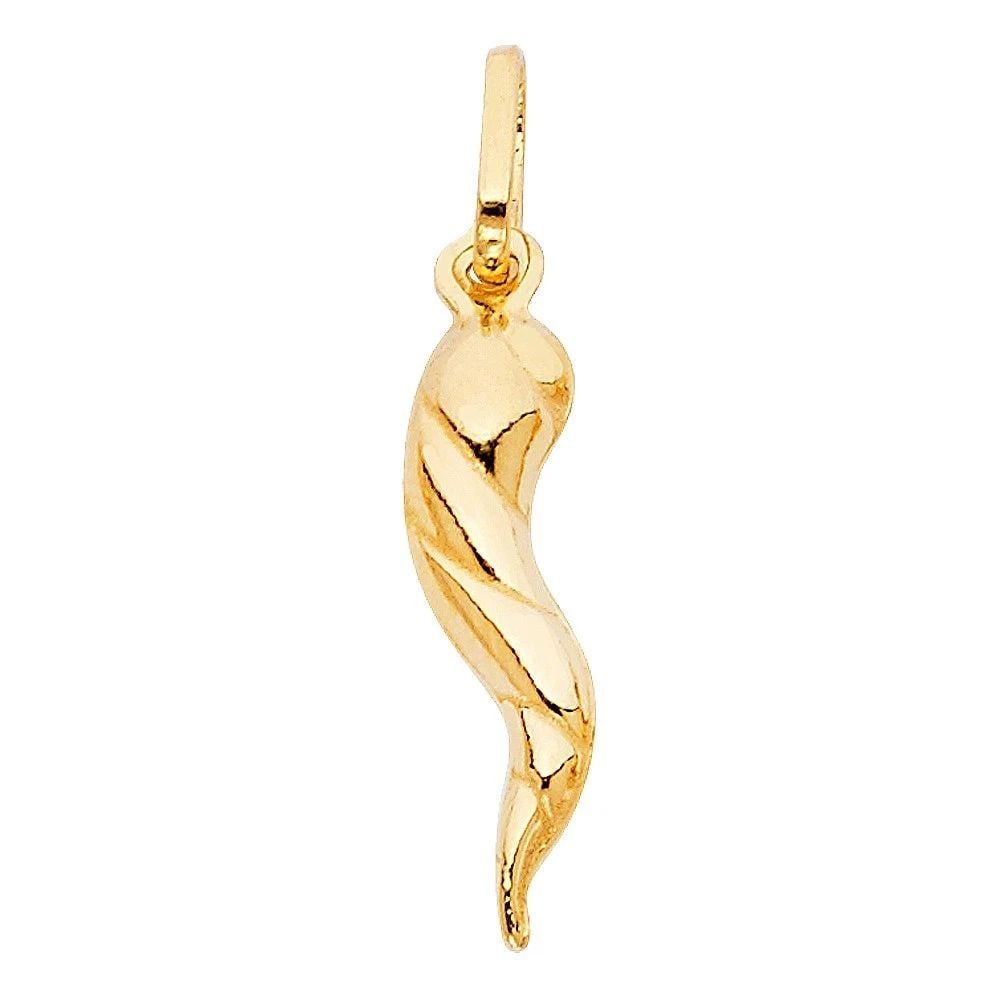 NEW 14K YELLOW GOLD HOLLOW HORN PENDANT (PT459): NEW 14K YELLOW GOLD HOLLOW HORN PENDANT (PT459) HOLLOW HORN PENDANT (PT459) NEW 14K YELLOW GOLD Height : 23 mm Width : 7.5 mm Apx. WEIGHT : 0.8g