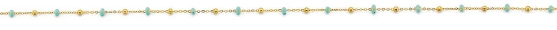 NEW 14K YELLOW GOLD TURQUOISE ENAMEL BEAD BRACELET (1 of 2)