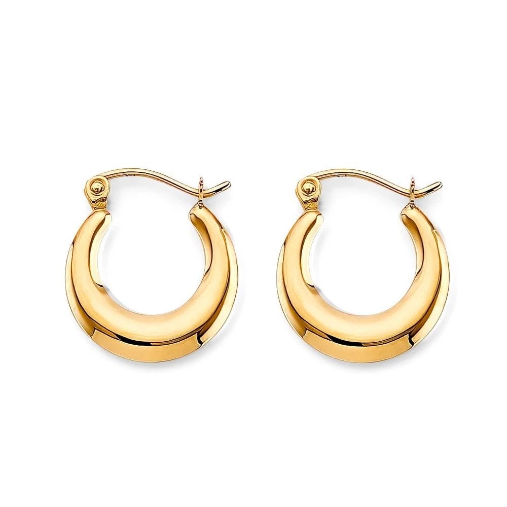 NEW 14K YELLOW GOLD FANCY HOLLOW HOOP EARRINGS: NEW 14K YELLOW GOLD FANCY HOLLOW HOOP EARRINGS FANCY HOLLOW HOOP EARRINGS NEW 14K YELLOW GOLD HEIGHT - 22 mm WIDTH - 15 mm Apx WEIGHT - 0.8 g