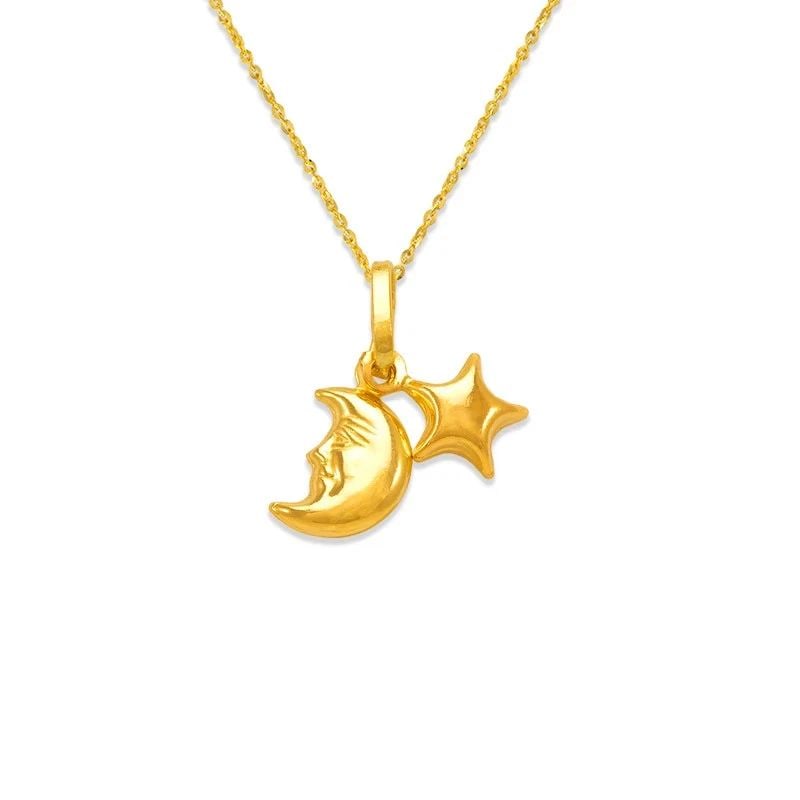 NEW 14K YELLOW GOLD MOON AND STAR CHARM PENDANT: NEW 14K YELLOW GOLD MOON AND STAR CHARM PENDANT MOON AND STAR CHARM PENDANT NEW 14K YELLOW GOLD Apx. WIDTH: 7x7mm Apx WEIGHT: 0.8g