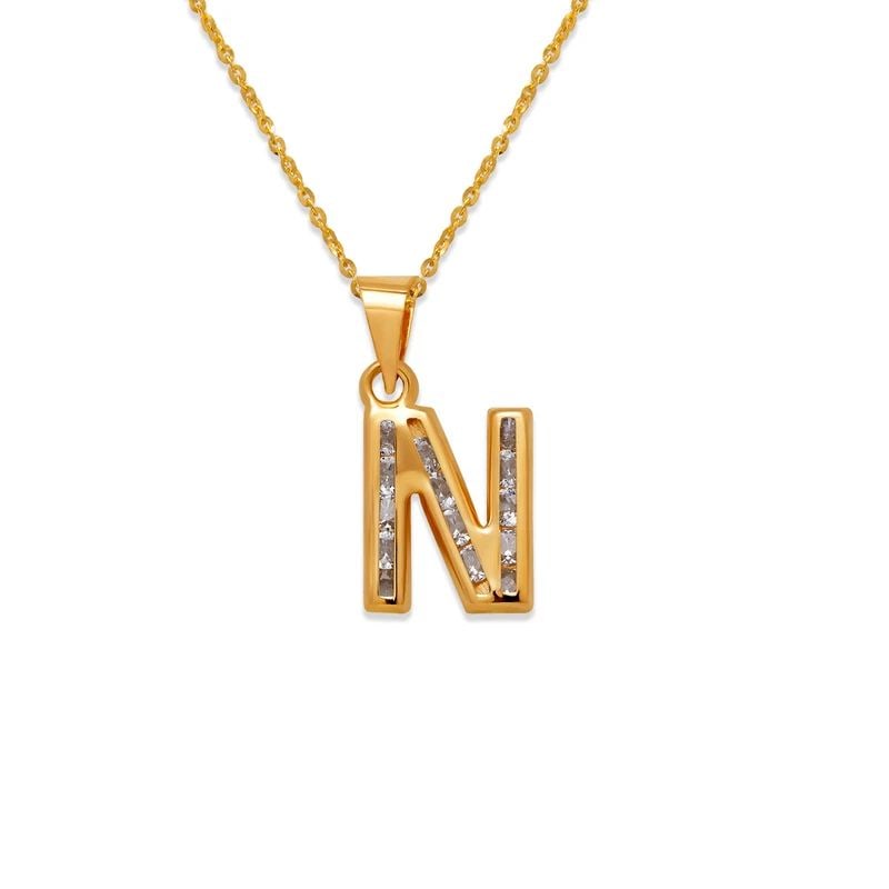 NEW 14K YELLOW GOLD INITIAL "N" PENDANT (1 of 2)