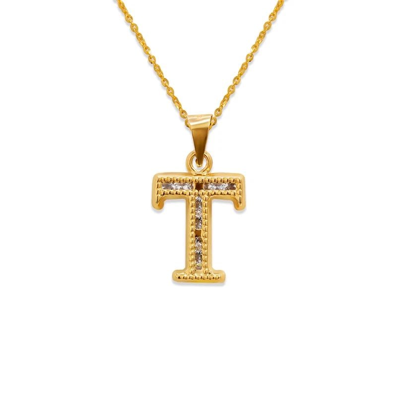 NEW 14K YELLOW GOLD INITIAL "T" PENDANT (1 of 2)
