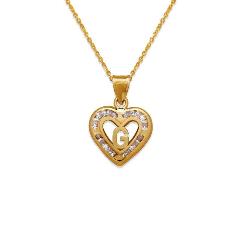NEW 14K YELLOW GOLD HEART INITIAL "G" PENDANT (1 of 2)