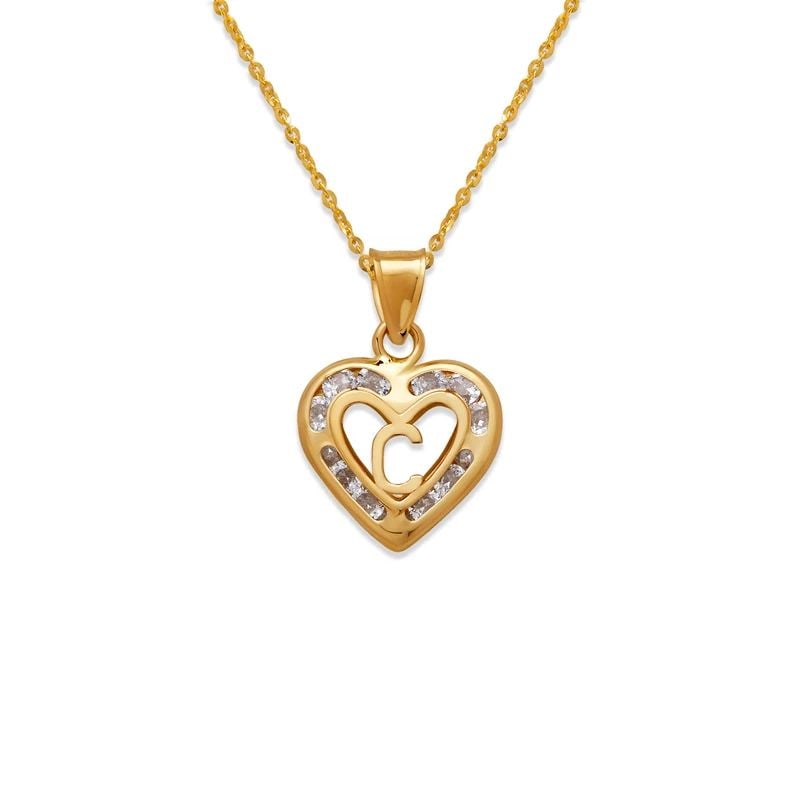 NEW 14K YELLOW GOLD HEART INITIAL "C" PENDANT (1 of 2)