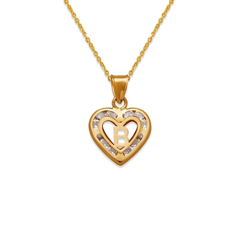 NEW 14K YELLOW GOLD HEART INITIAL "B" PENDANT (1 of 2)