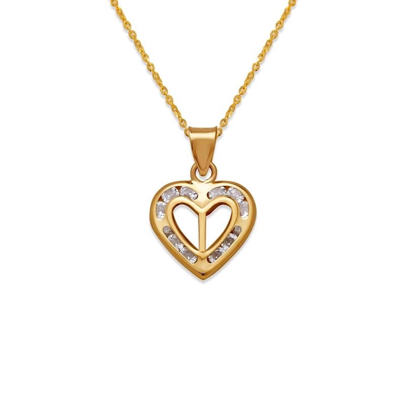 NEW 14K YELLOW GOLD HEART INITIAL "I" PENDANT (1 of 2)