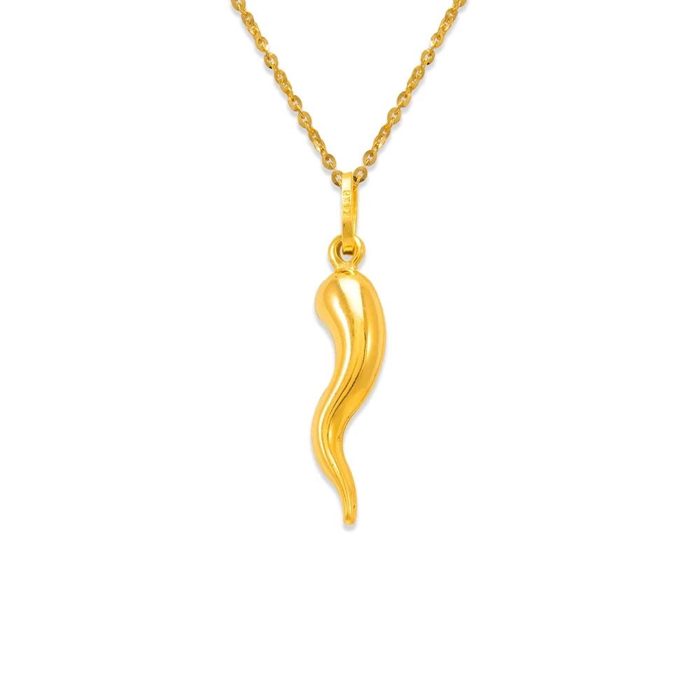 NEW 14K YELLOW GOLD 20MM HORN CHARM PENDANT (1 of 2)