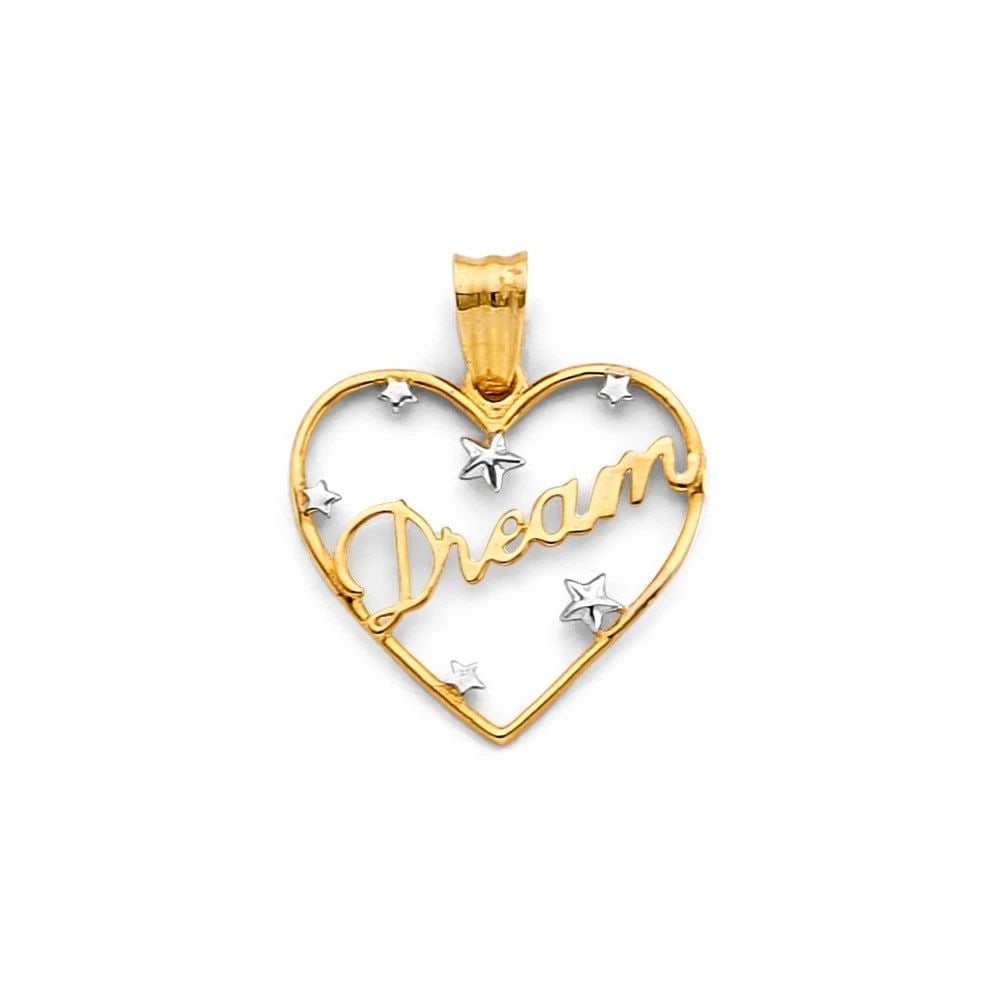 NEW 14K TWO TONE GOLD HEART DREAM PENDANT (1 of 2)