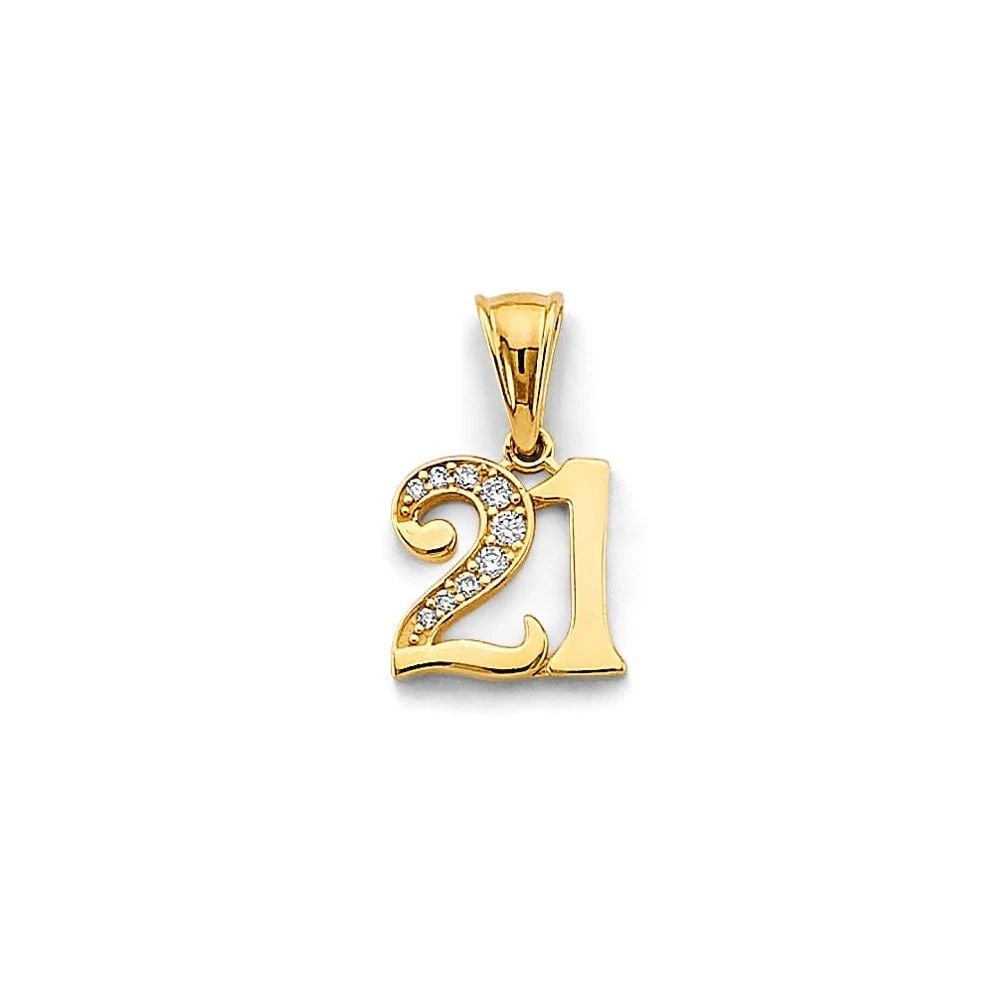 NEW 14K YELLOW GOLD 21 YEARS PENDANT: NEW 14K YELLOW GOLD 21 YEARS PENDANT21 YEARS PENDANTNEW 14KYELLOW GOLDHeight : 15 mmWidth : 10 mmApx. WEIGHT : 0.7g