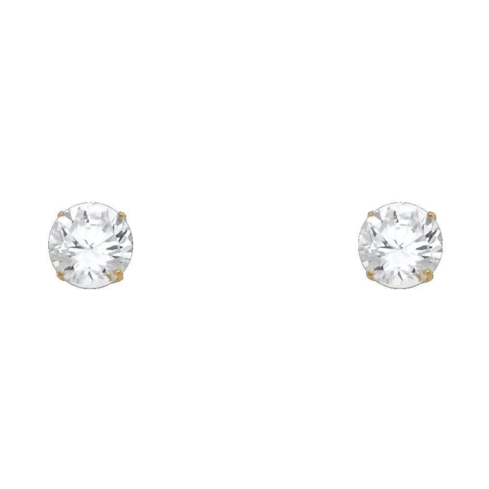 NEW 14K YELLOW GOLD 7MM ROUND BASKET STUD EARRINGS (1 of 2)