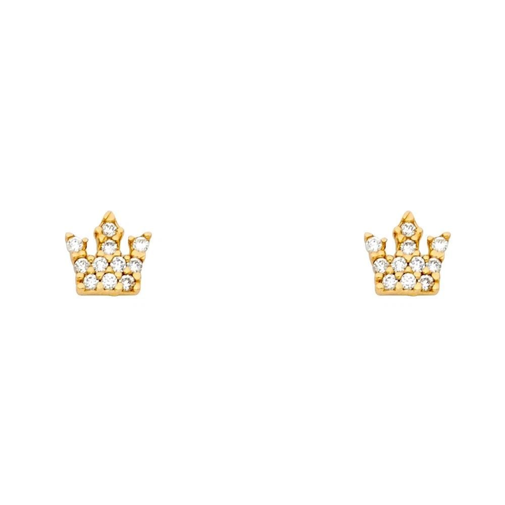 NEW 14K YELLOW GOLD CROWN STUD EARRINGS WITH SCREW BACK: NEW 14K YELLOW GOLD CROWN STUD EARRINGS WITH SCREW BACKCROWN STUD EARRINGS WITH SCREW BACKNEW 14KYELLOW GOLD