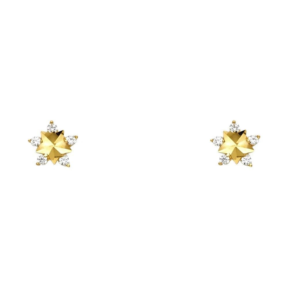 NEW 14K YELLOW GOLD STAR STUD EARRINGS WITH SCREW BACK: NEW 14K YELLOW GOLD STAR STUD EARRINGS WITH SCREW BACKSTAR STUD EARRINGS WITH SCREW BACKNEW 14KYELLOW GOLD