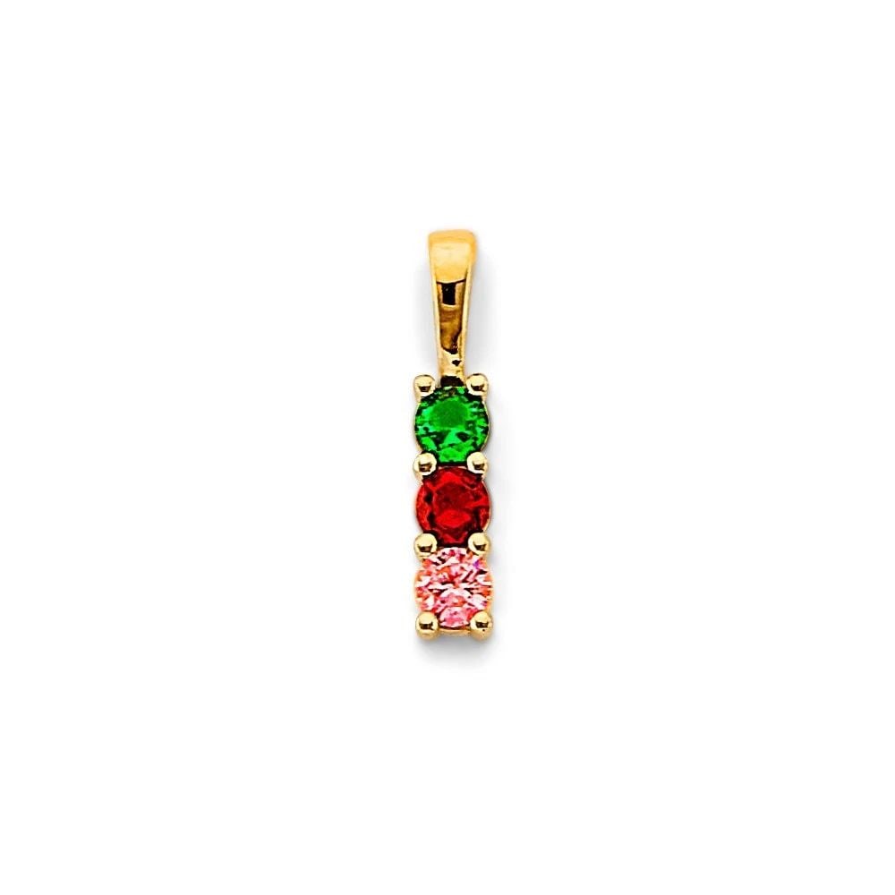 NEW 14K YELLOW GOLD 3 STONE MONTH PENDANT (1 of 2)