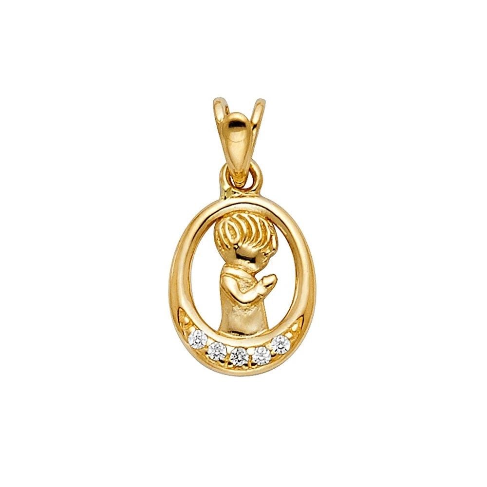 NEW 14K YELLOW GOLD BOY PRAYING PENDANT (1 of 2)