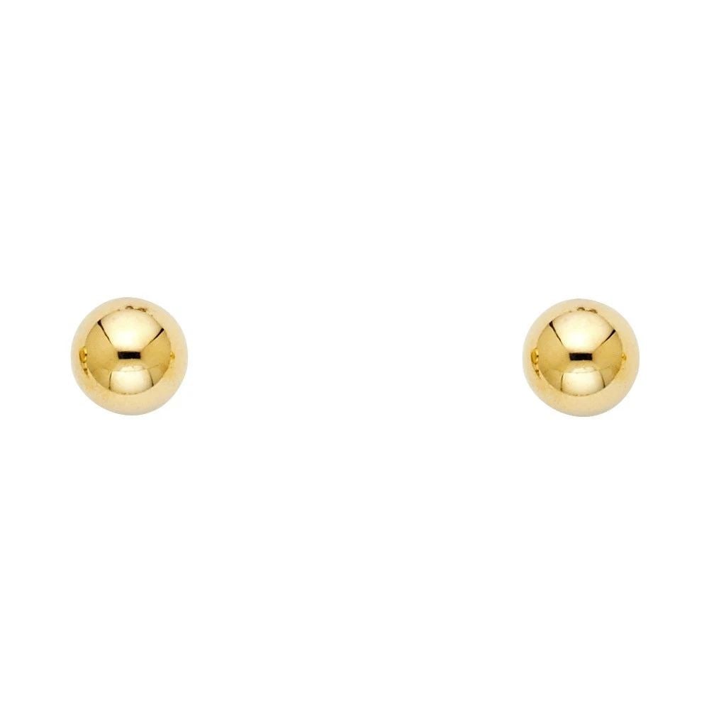 NEW 14K YELLOW GOLD 7MM POST BALL EARRINGS (1 of 2)