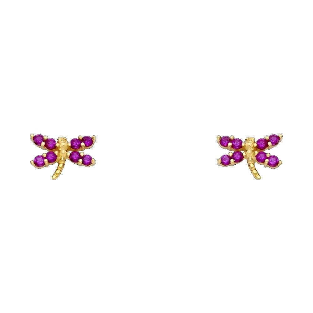 NEW 14K YELLOW GOLD DRAGONFLY RED STUD EARRINGS: NEW 14K YELLOW GOLD DRAGONFLY RED STUD EARRINGSDRAGONFLY RED STUD EARRINGSNEW 14KYELLOW GOLD