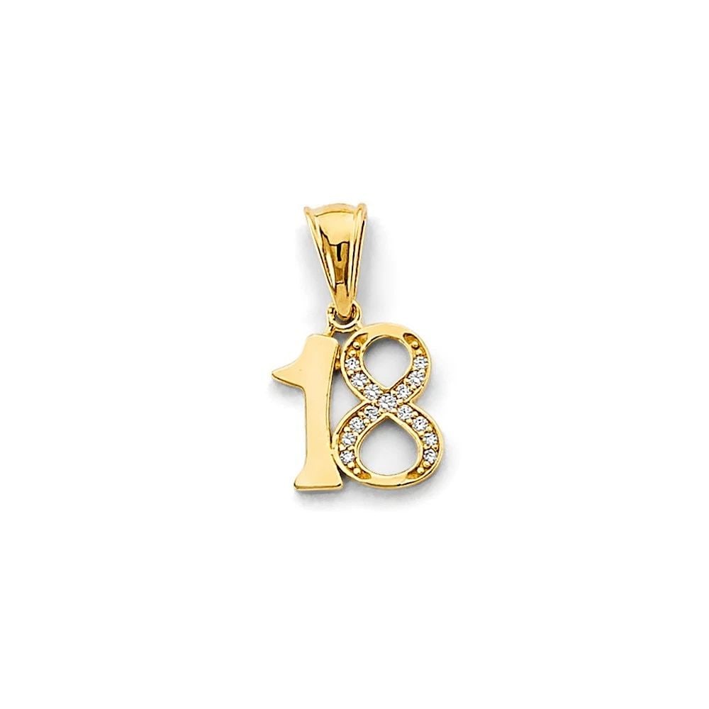 NEW 14K YELLOW GOLD 18 YEARS PENDANT: NEW 14K YELLOW GOLD 18 YEARS PENDANT18 YEARS PENDANTNEW 14KYELLOW GOLDHeight : 15 mmWidth : 10 mmApx. WEIGHT : 0.7g