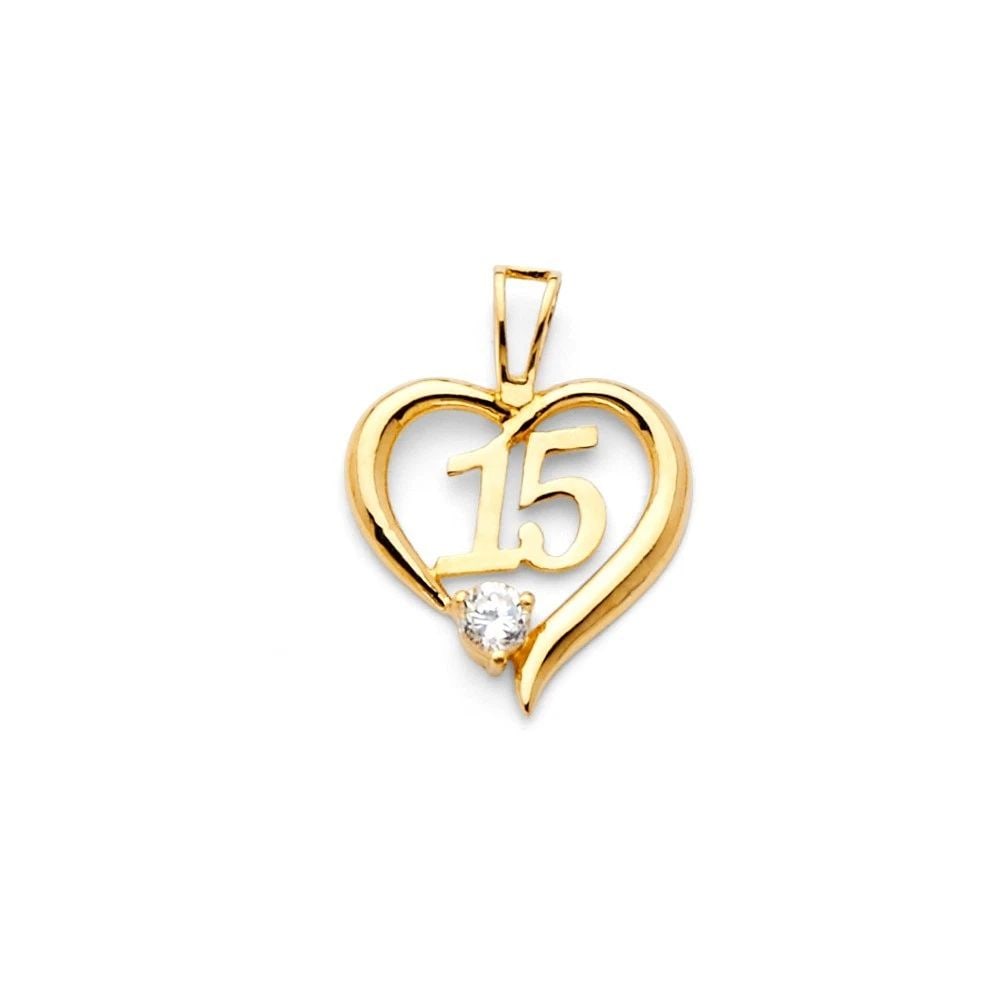 NEW 14K YELLOW GOLD 15 YEARS HEART PENDANT: NEW 14K YELLOW GOLD 15 YEARS HEART PENDANT15 YEARS HEART PENDANTNEW 14KYELLOW GOLDHeight : 15 mmWidth : 15 mmApx. WEIGHT : 0.7g
