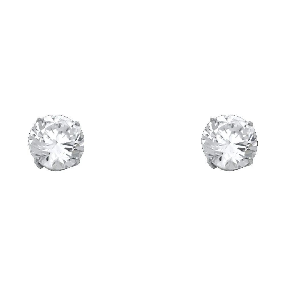 NEW 14K WHITE GOLD 8MM ROUND BASKET STUD EARRINGS (1 of 2)