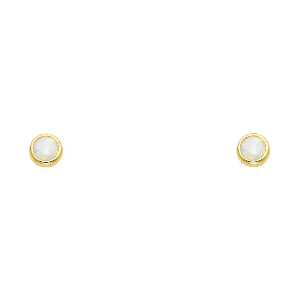NEW 14K YELLOW GOLD OPAL ROUND STUD EARRINGS WITH SCREW BACK: NEW 14K YELLOW GOLD OPAL ROUND STUD EARRINGS WITH SCREW BACKOPAL ROUND STUD EARRINGS WITH SCREW BACKNEW 14KYELLOW GOLD
