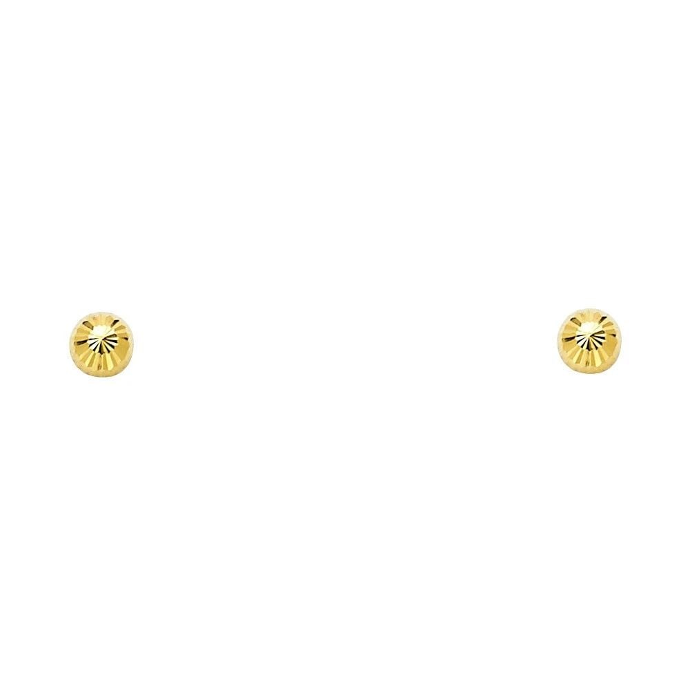 NEW 14K YELLOW GOLD 3.8MM SCREW BACK FLUTED HALF BALL STUD EARRINGS: NEW 14K YELLOW GOLD 3.8MM SCREW BACK FLUTED HALF BALL STUD EARRINGS3.8MM SCREW BACK FLUTED HALF BALL STUD EARRINGSNEW 14KYELLOW GOLD
