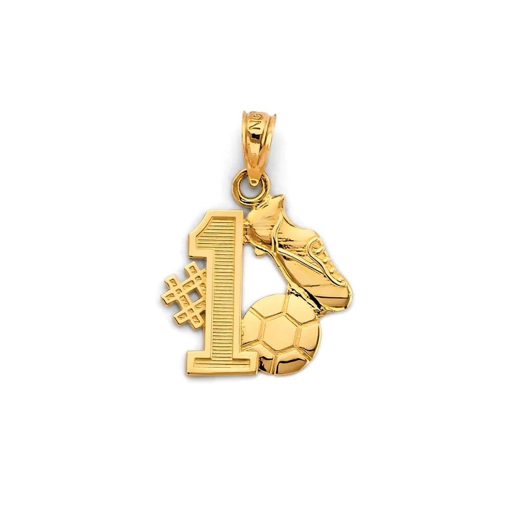 NEW 14K YELLOW GOLD SOCCER PENDANT: NEW 14K YELLOW GOLD SOCCER PENDANTSOCCER PENDANTNEW 14KYELLOW GOLDHeight : 20 mmWidth : 15 mmApx. WEIGHT : 0.7g