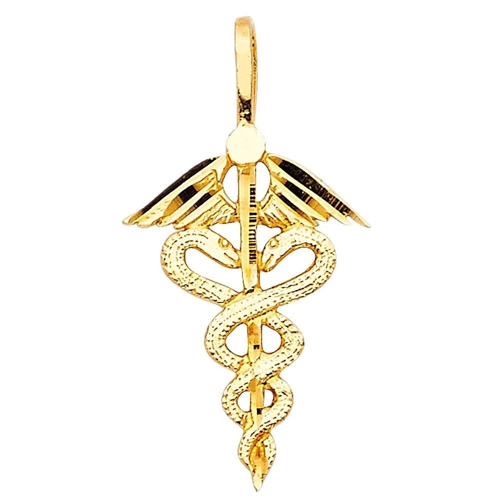 NEW 14K YELLOW GOLD SYMBOL OF MEDICAL SERVICE PENDANT (1 of 2)