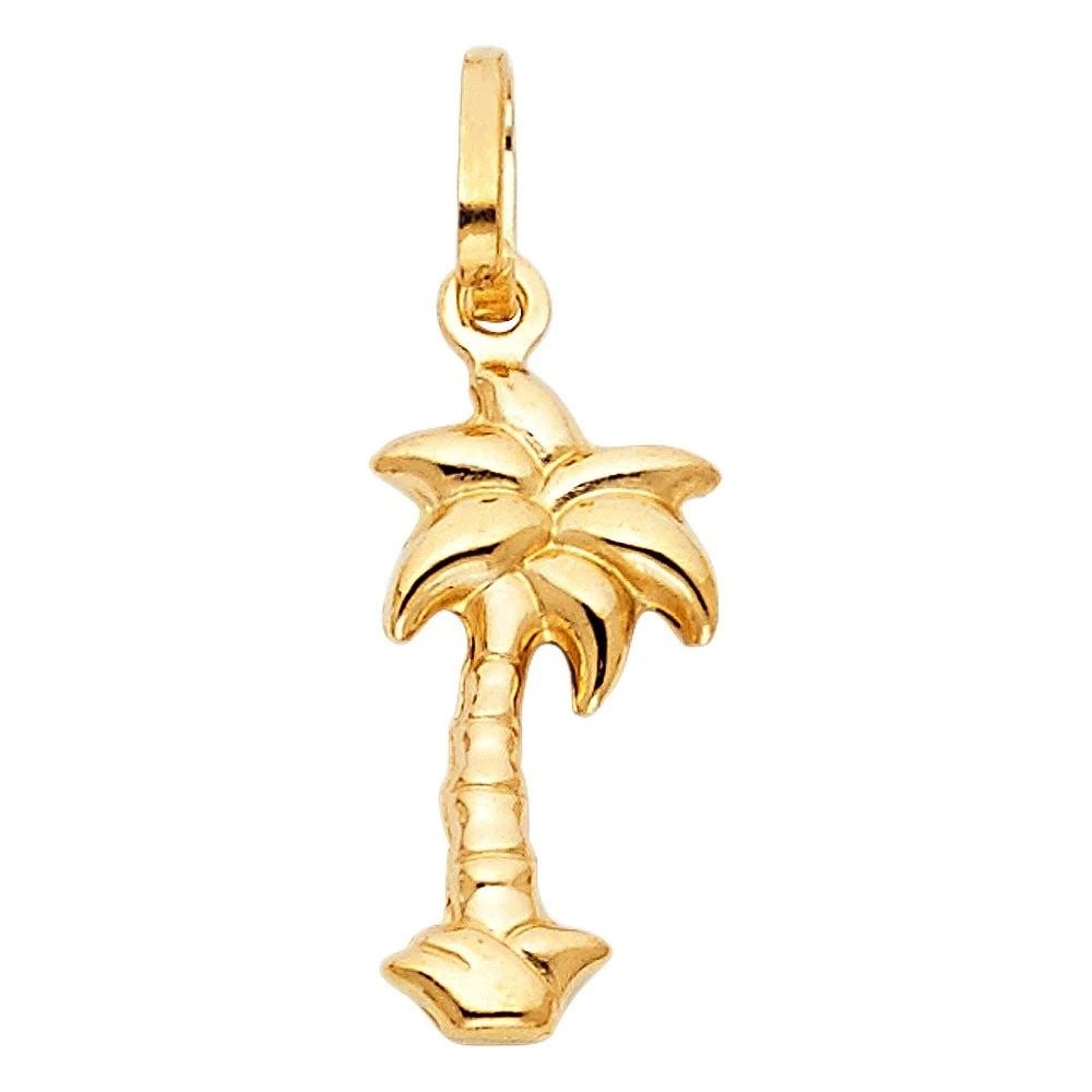 NEW 14K YELLOW GOLD HOLLOW PALM TREE PENDANT (1 of 2)