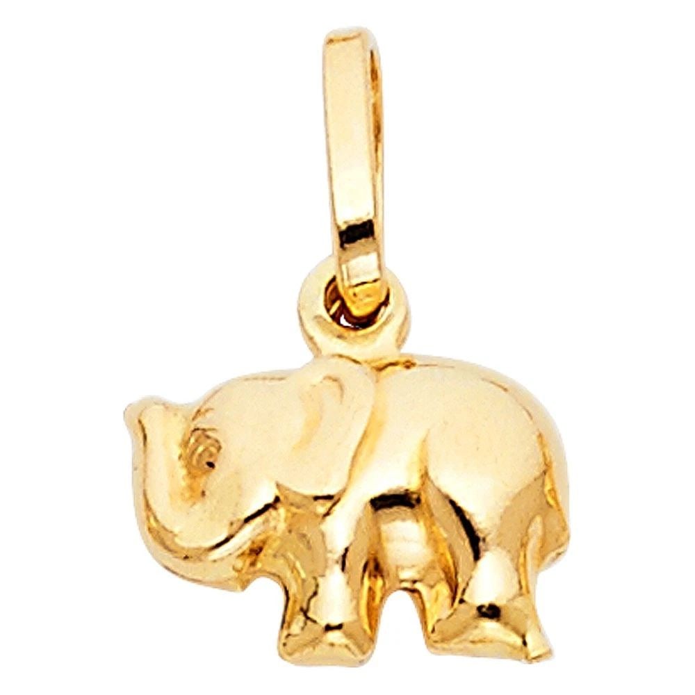 NEW 14K YELLOW GOLD HOLLOW ELEPHANT PENDANT (1 of 2)