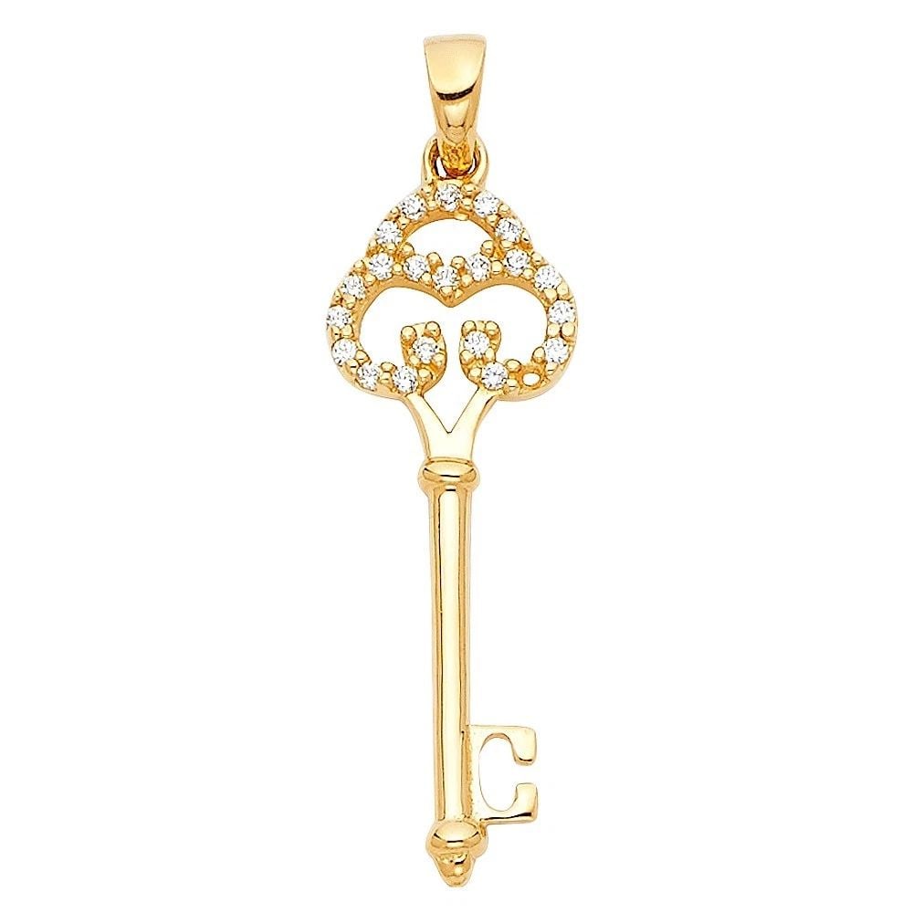 NEW 14K YELLOW GOLD KEY PENDANT: NEW 14K YELLOW GOLD KEY PENDANTKEY PENDANT 553NEW 14KYELLOW GOLDHeight : 25 mmWidth : 12 mmApx. WEIGHT : 0.7g