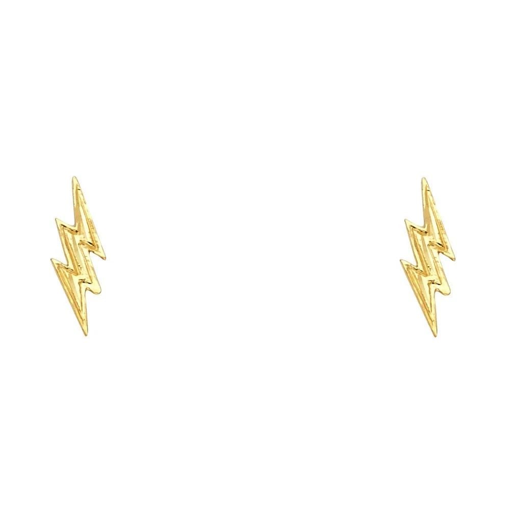 NEW 14K YELLOW GOLD SMALL THUNDER POST EARRINGS (1 of 2)